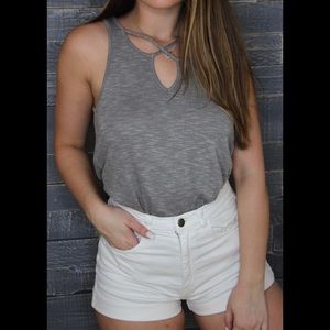 Gray Criscross Tank Top
